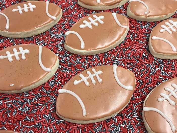 Iced Football Cookies