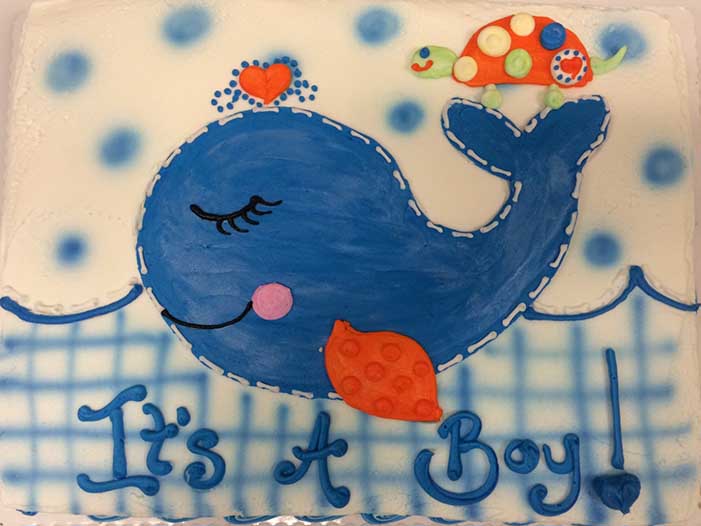 Whale and Turtle Baby Shower Cake Design