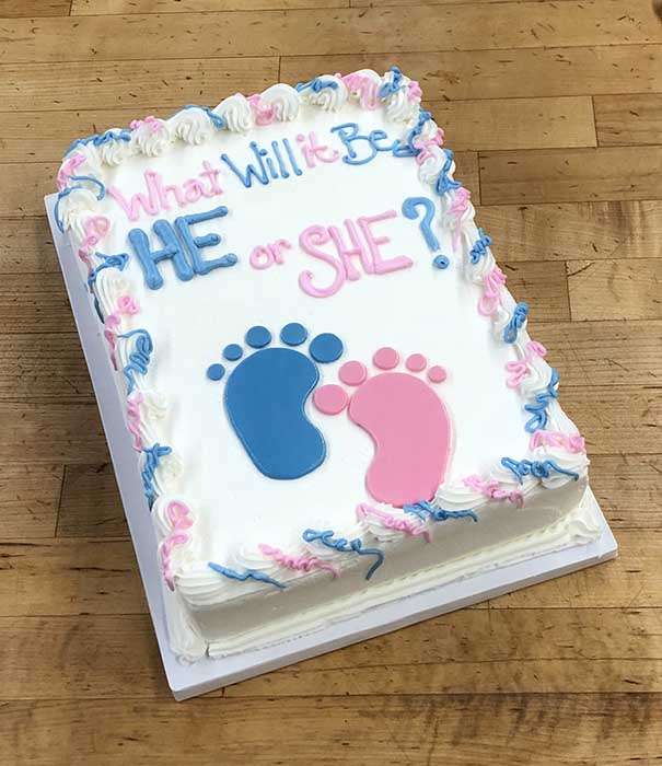 Tiny Footprints Gender Reveal Cake Design
